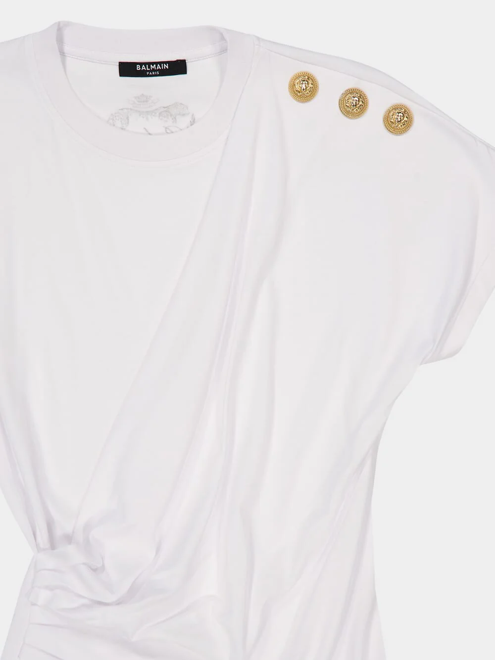 White Draped Jersey T-Shirt - Image 3