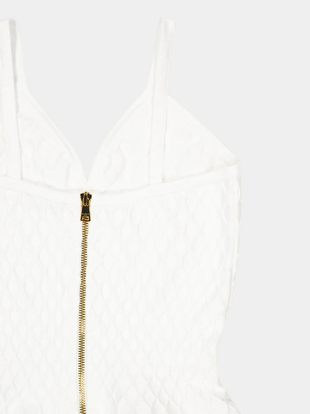 White Quilted Knit Mini Dress - Image 4