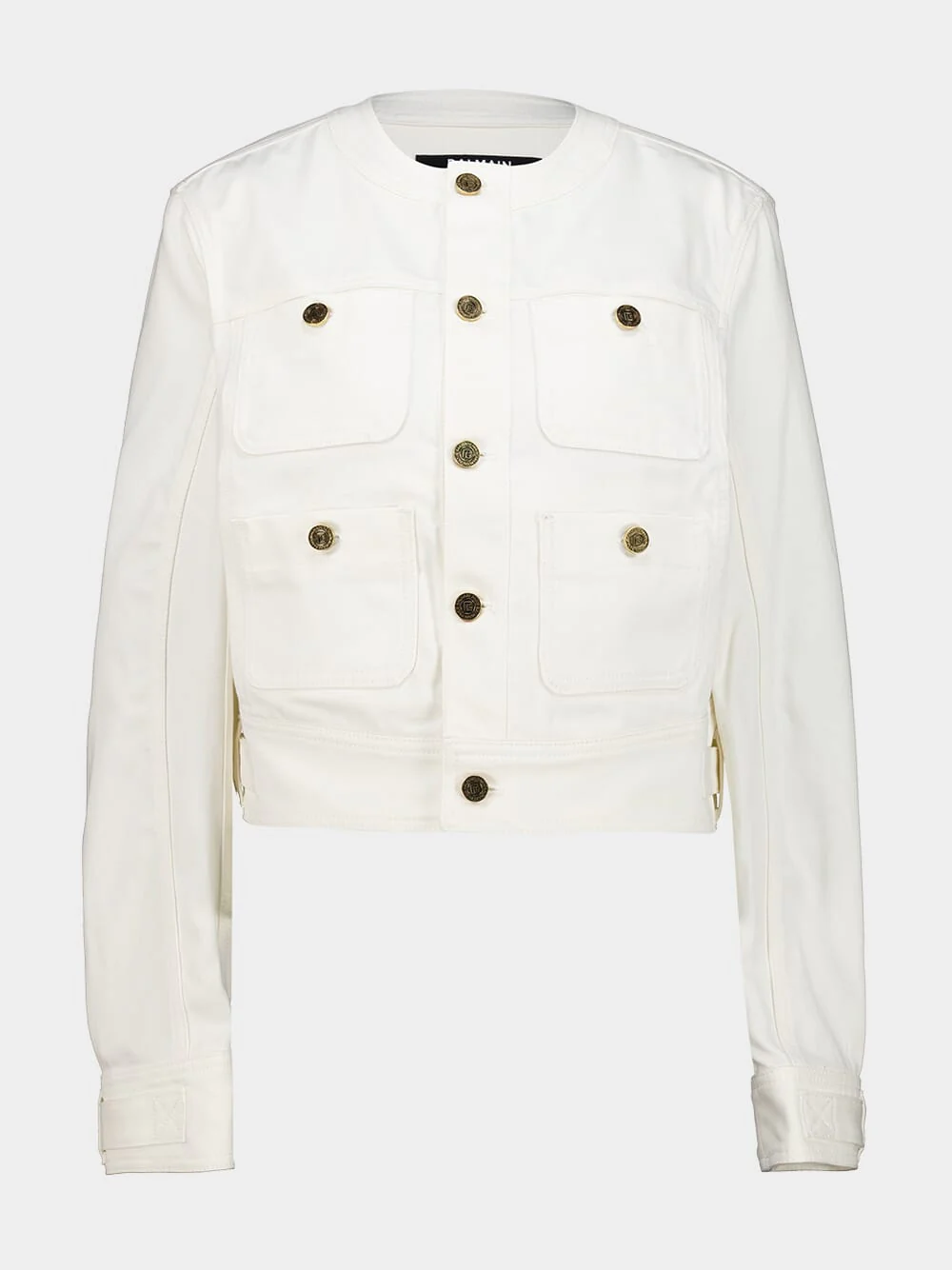 White Round Collar Denim Jacket