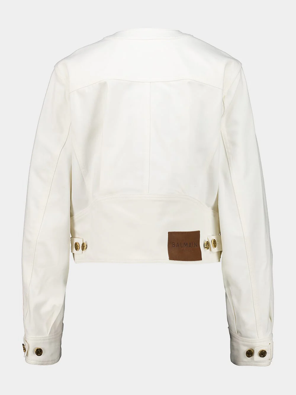 White Round Collar Denim Jacket - Image 2