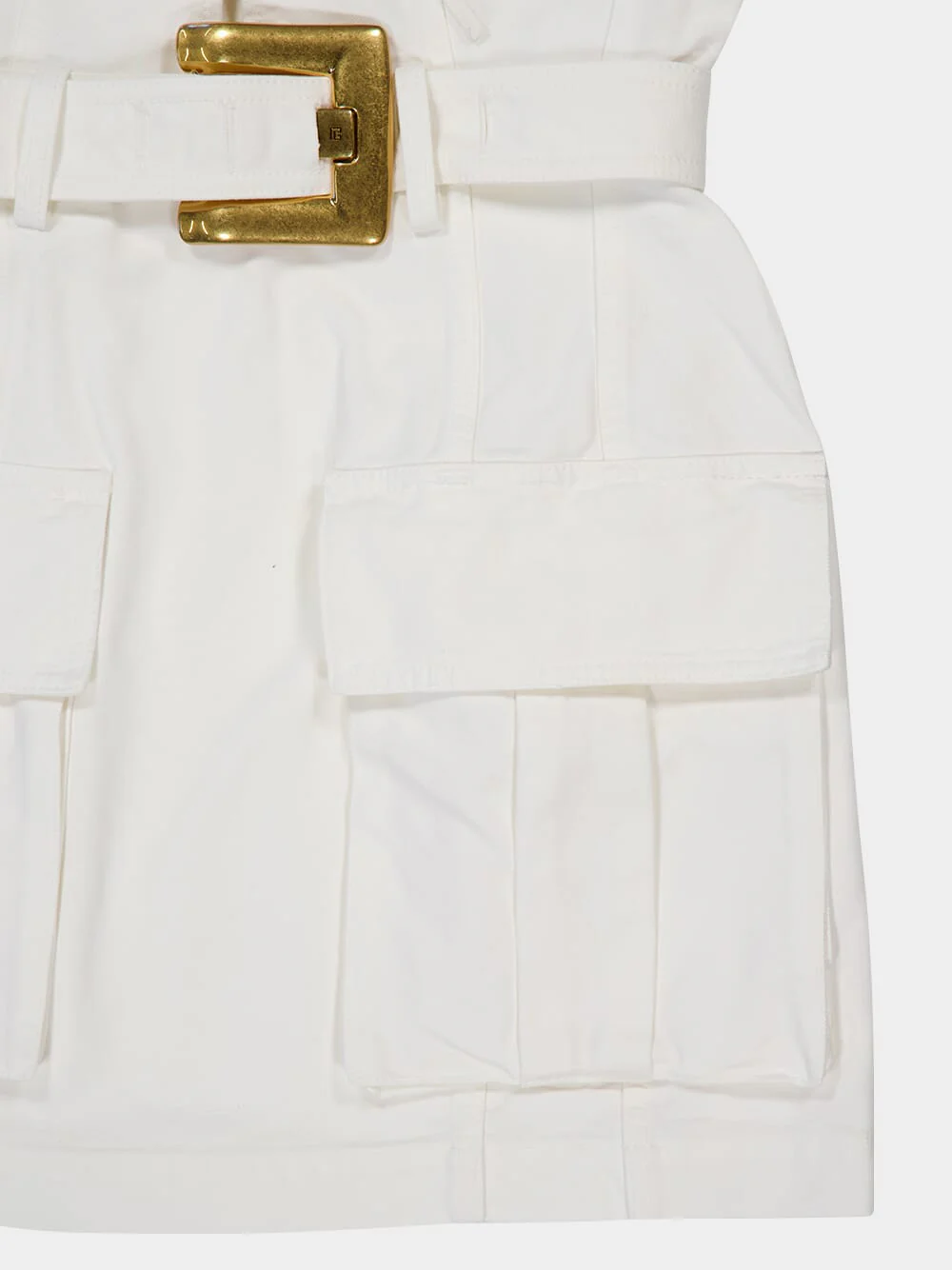 White Short Lace-Up Canvas Dress - Image 6