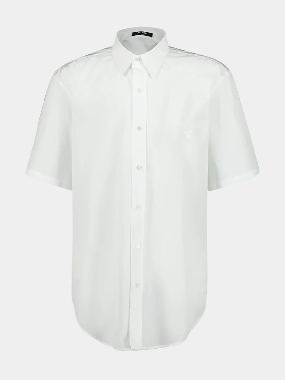 White Short-Sleeve Cotton Poplin Shirt
