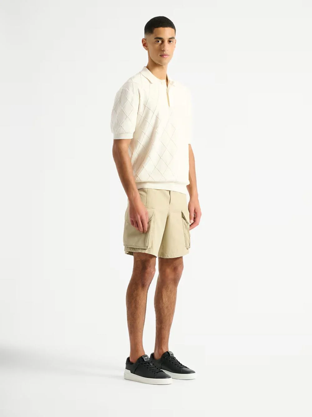 White Vintage Knit Polo Shirt - Image 2