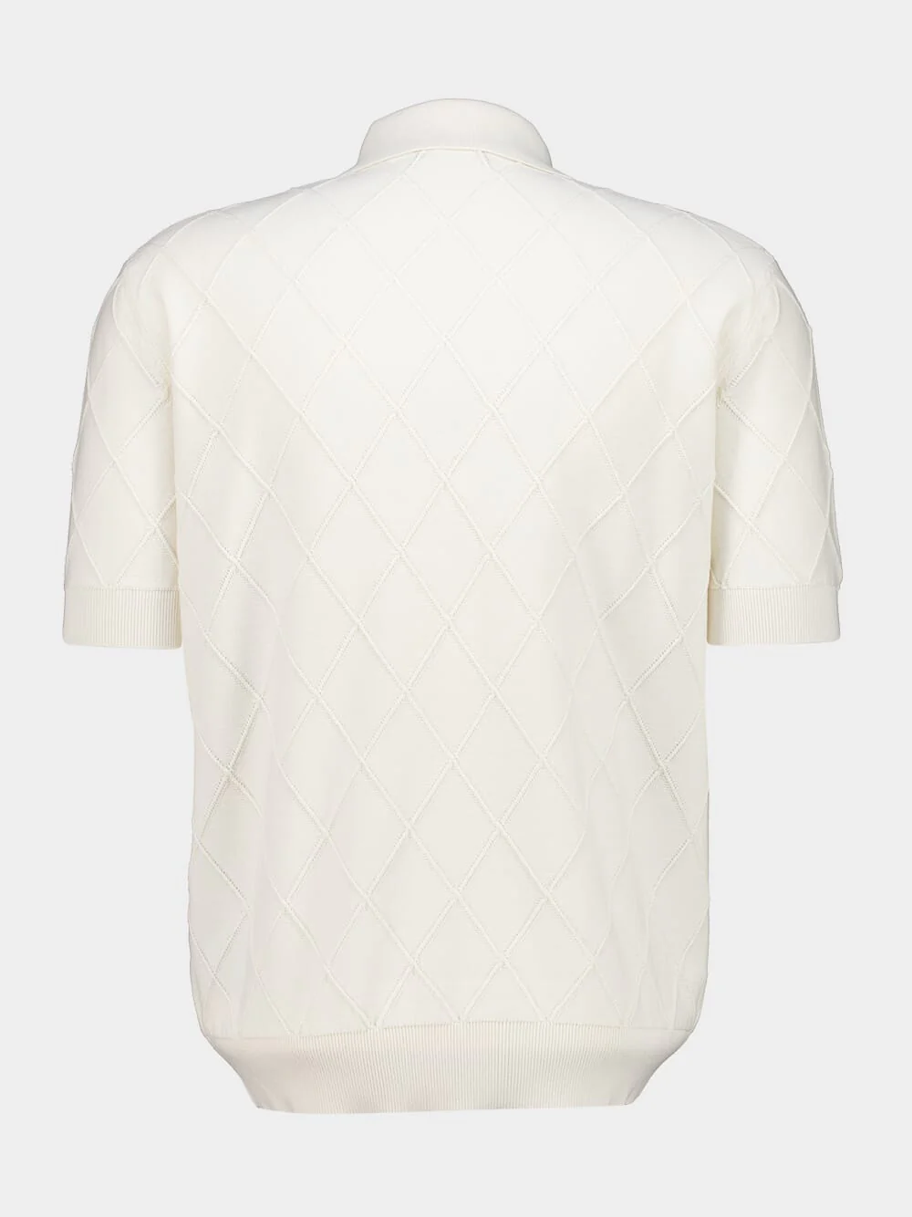 White Vintage Knit Polo Shirt - Image 3