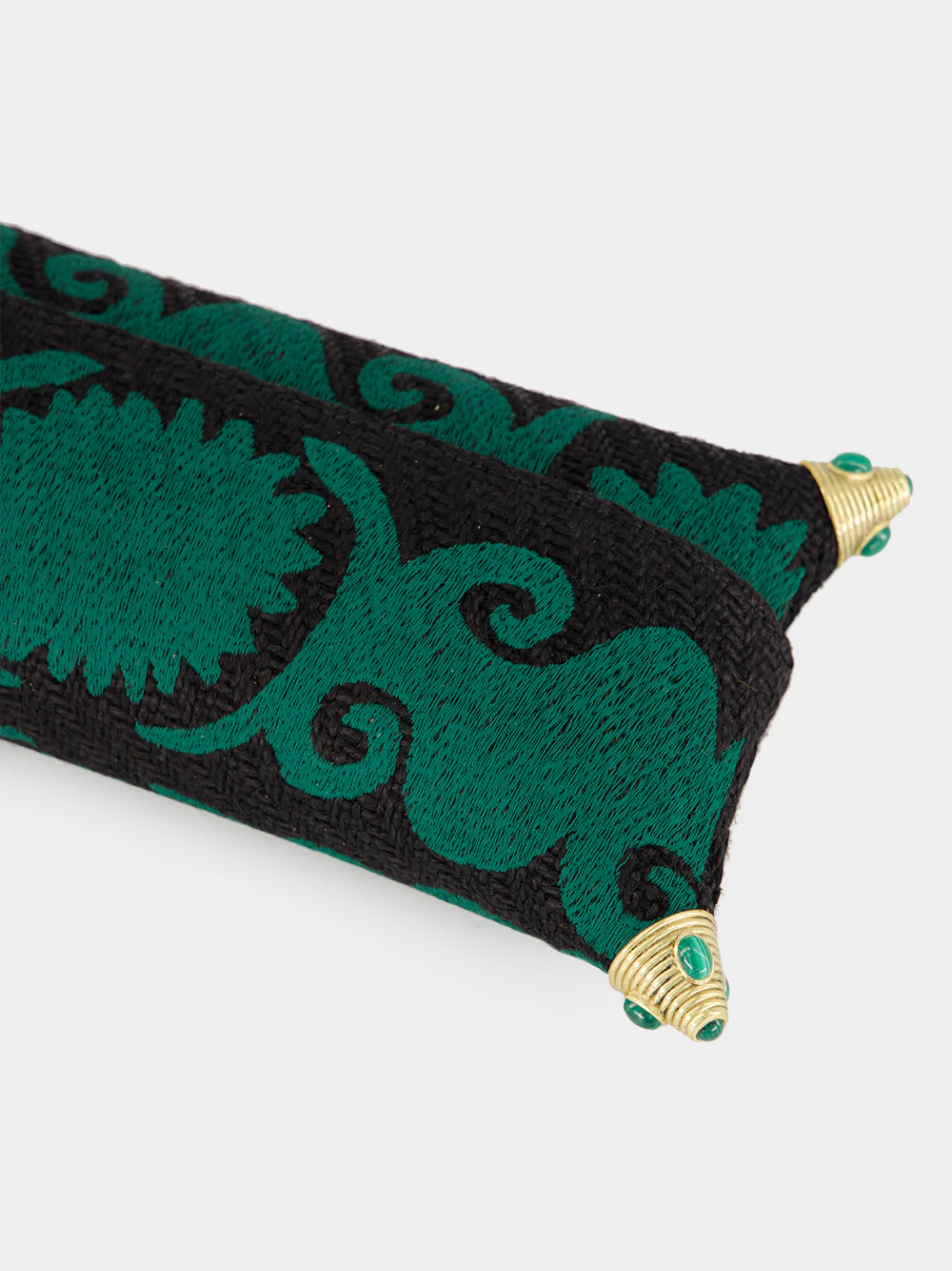 Felicity Black and Green Embroidered Jute Clutch - Image 4