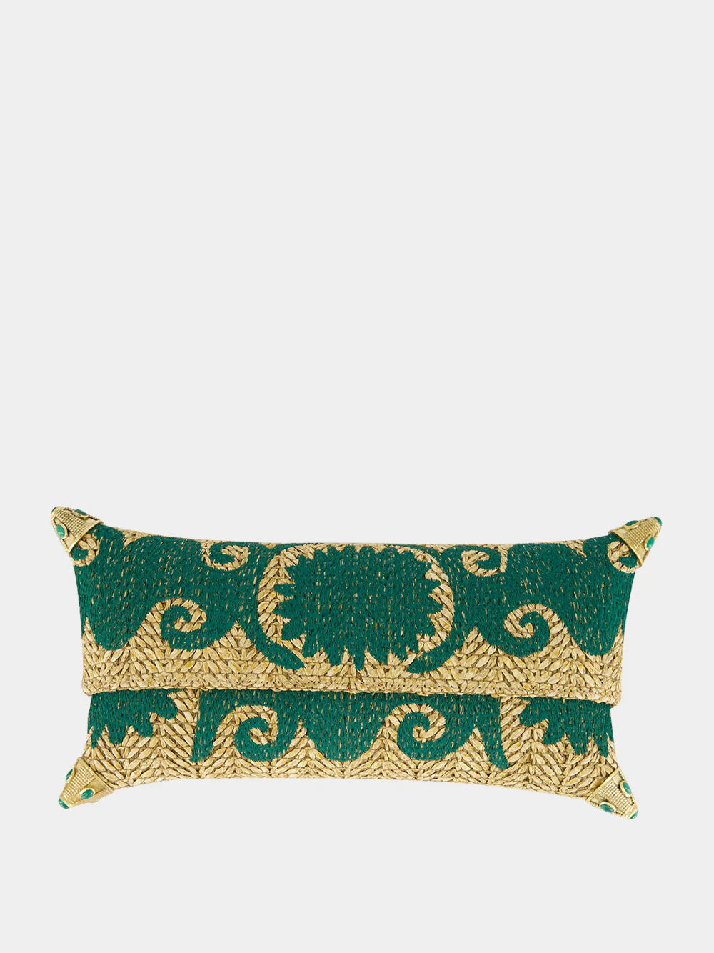 Felicity Green Embroidered Straw Clutch - Image 2