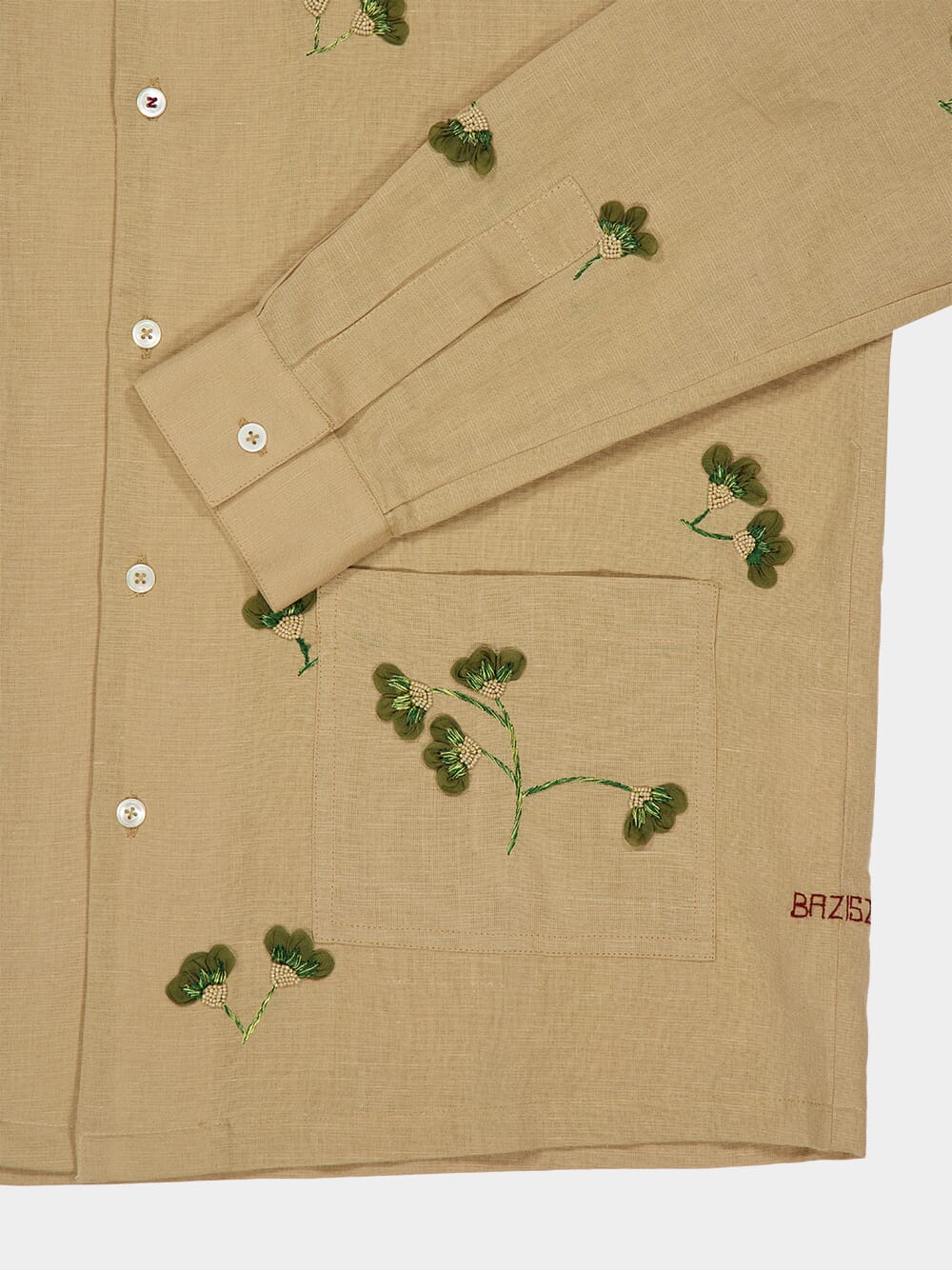 Beige Cotton Hemp Rust Shirt - Image 4