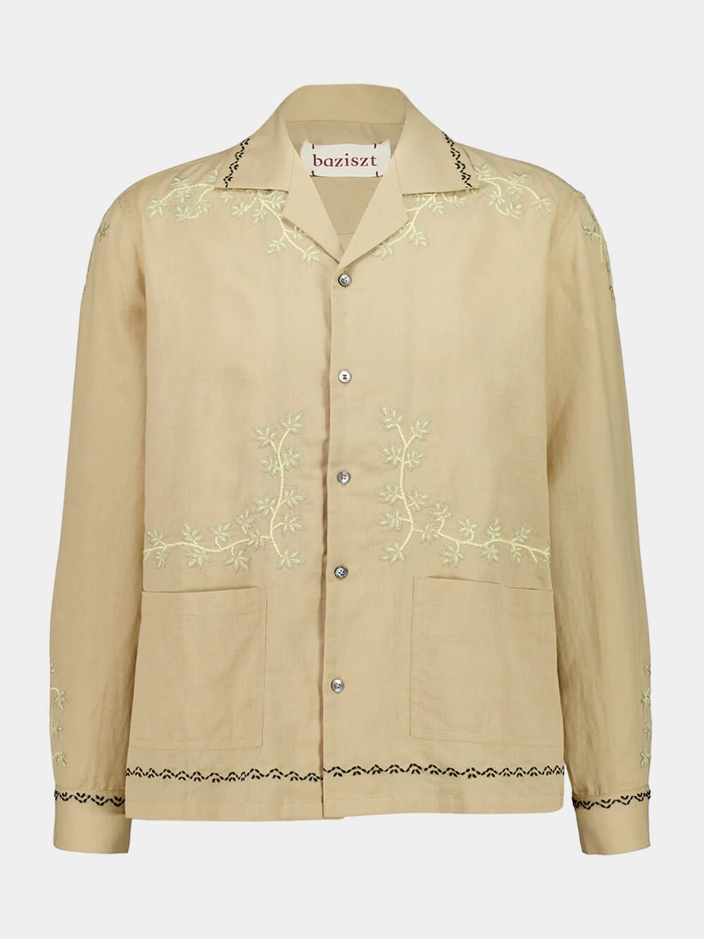 Beige Gevrey Embroidered Hemp Shirt