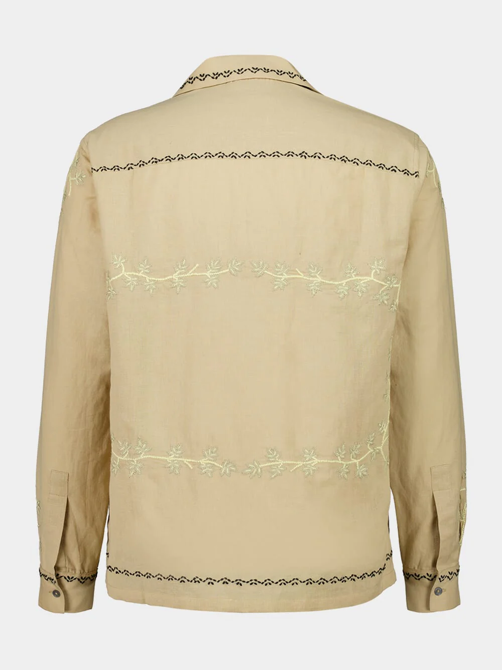 Beige Gevrey Embroidered Hemp Shirt - Image 3