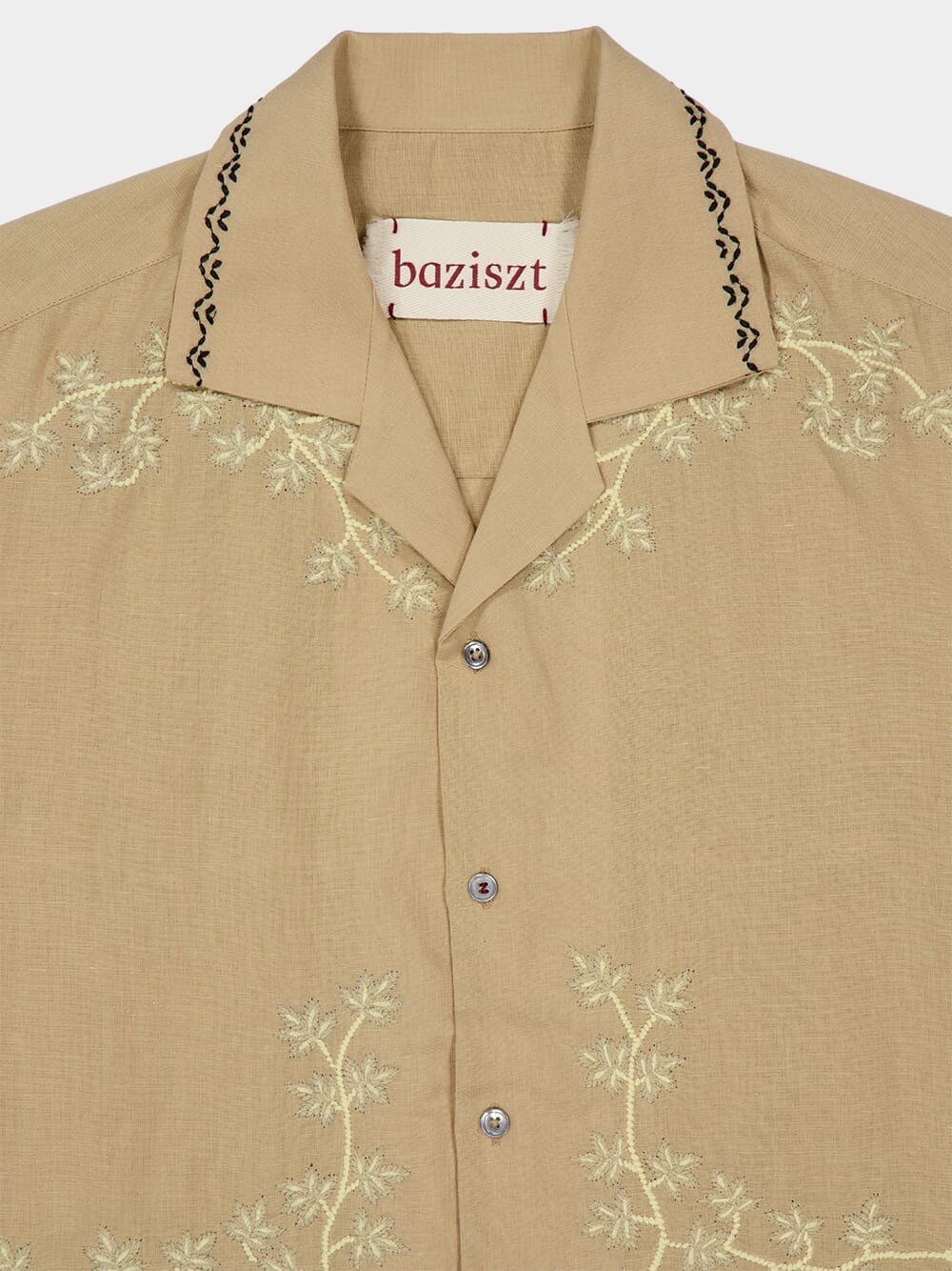 Beige Gevrey Embroidered Hemp Shirt - Image 4