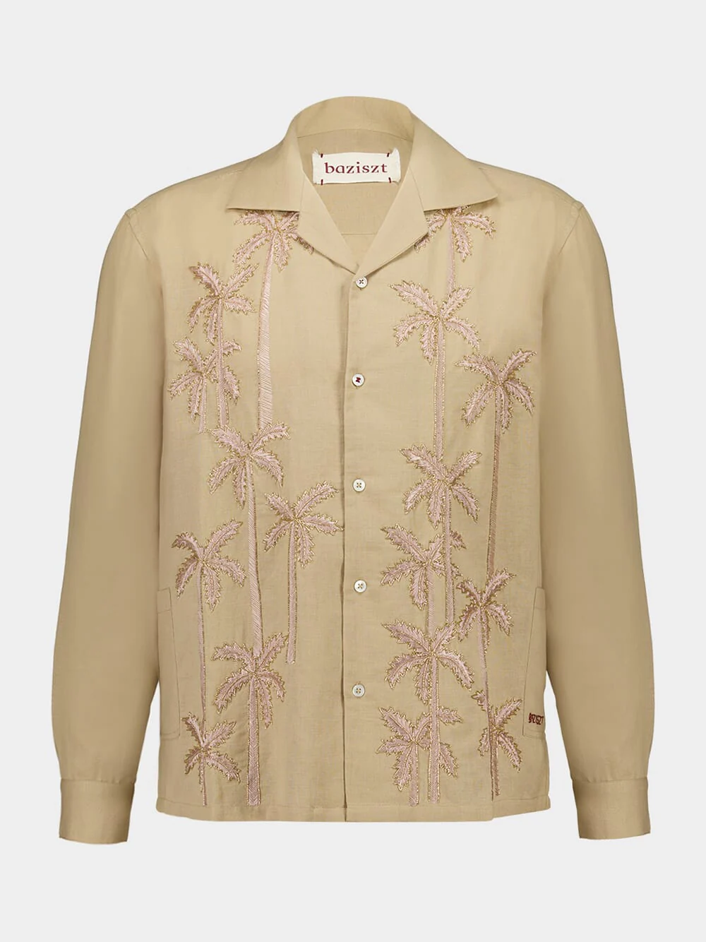 Beige Palm Groove Embroidered Shirt - Image 2