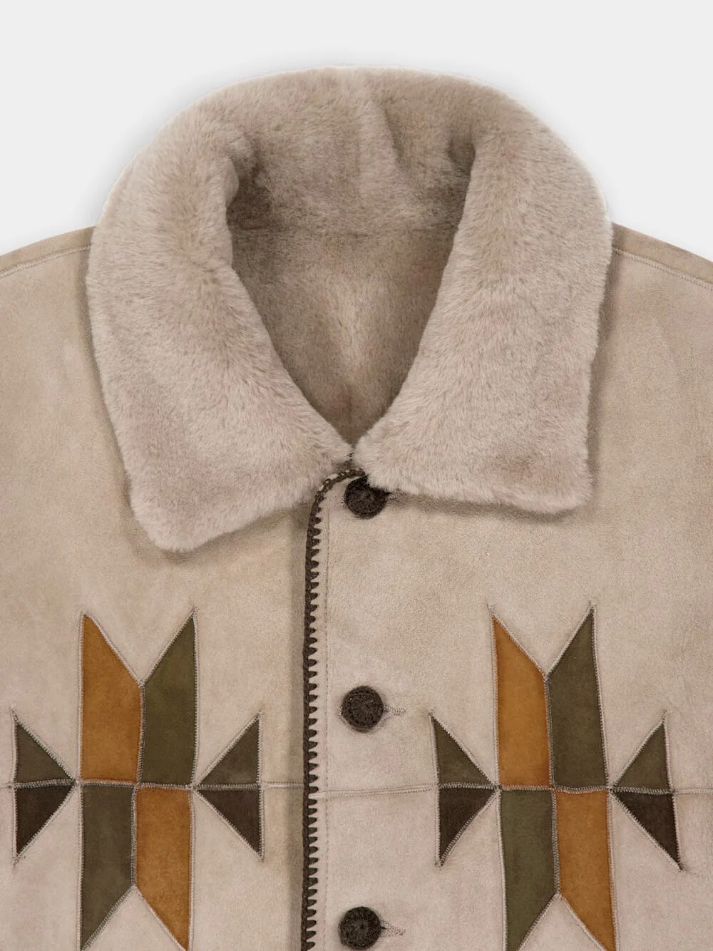 Beige Rigel Suede Shearling Jacket - Image 3