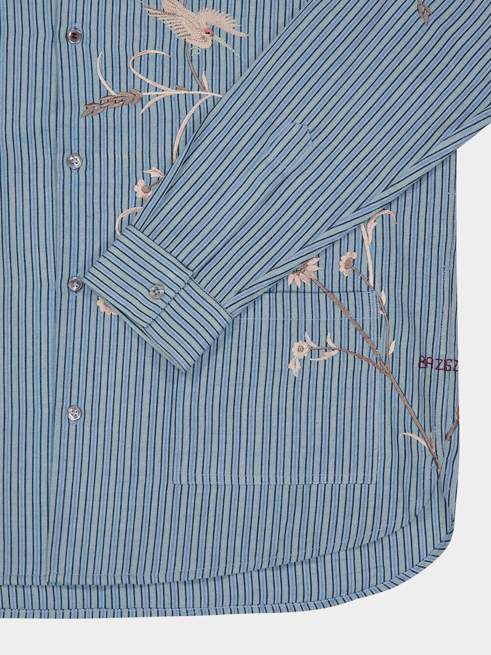 Blue Striped Cotton Saba Shirt - Image 5