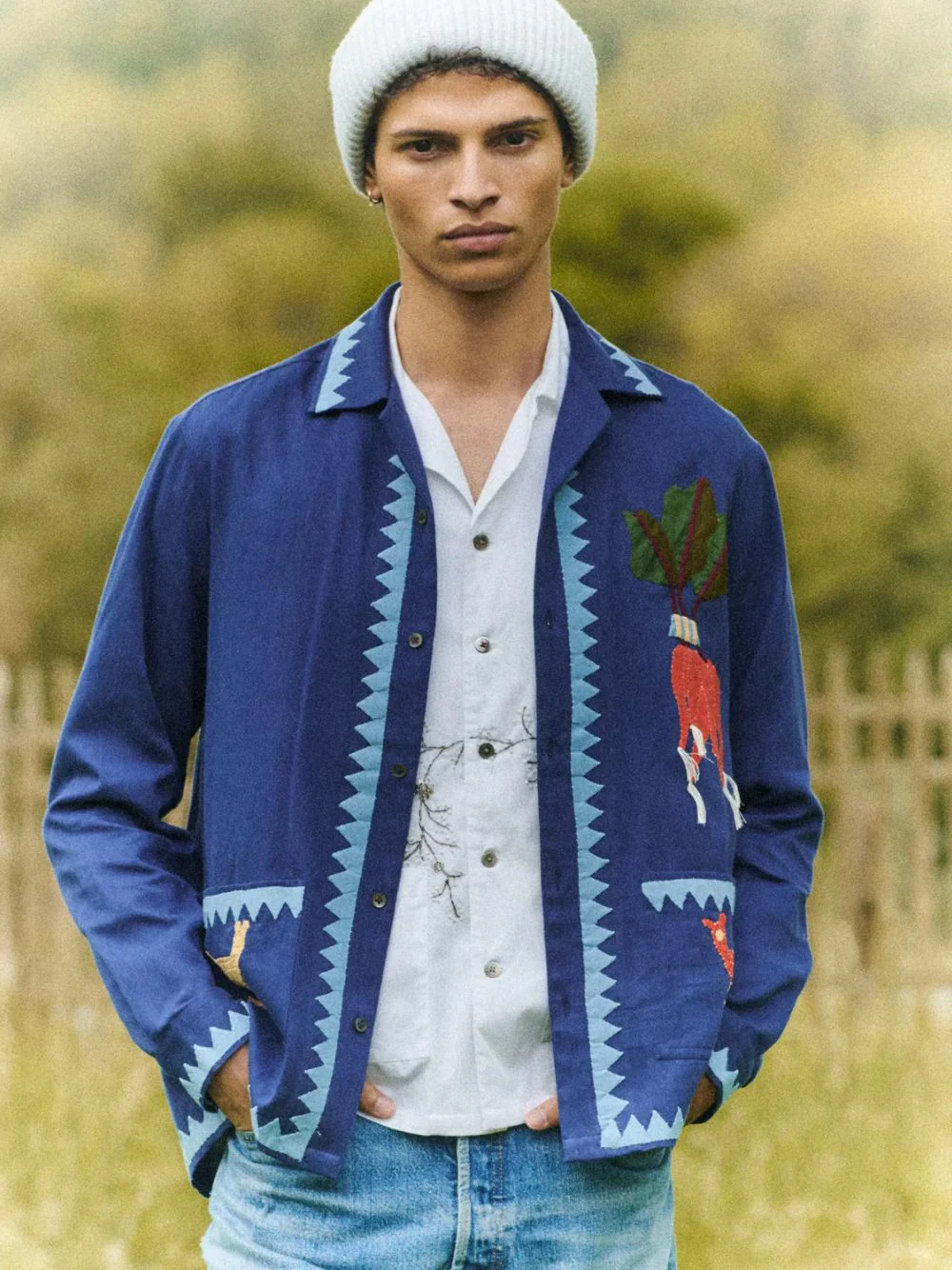 Blue Mélange Long-Sleeve Embroidered Shirt - Image 2