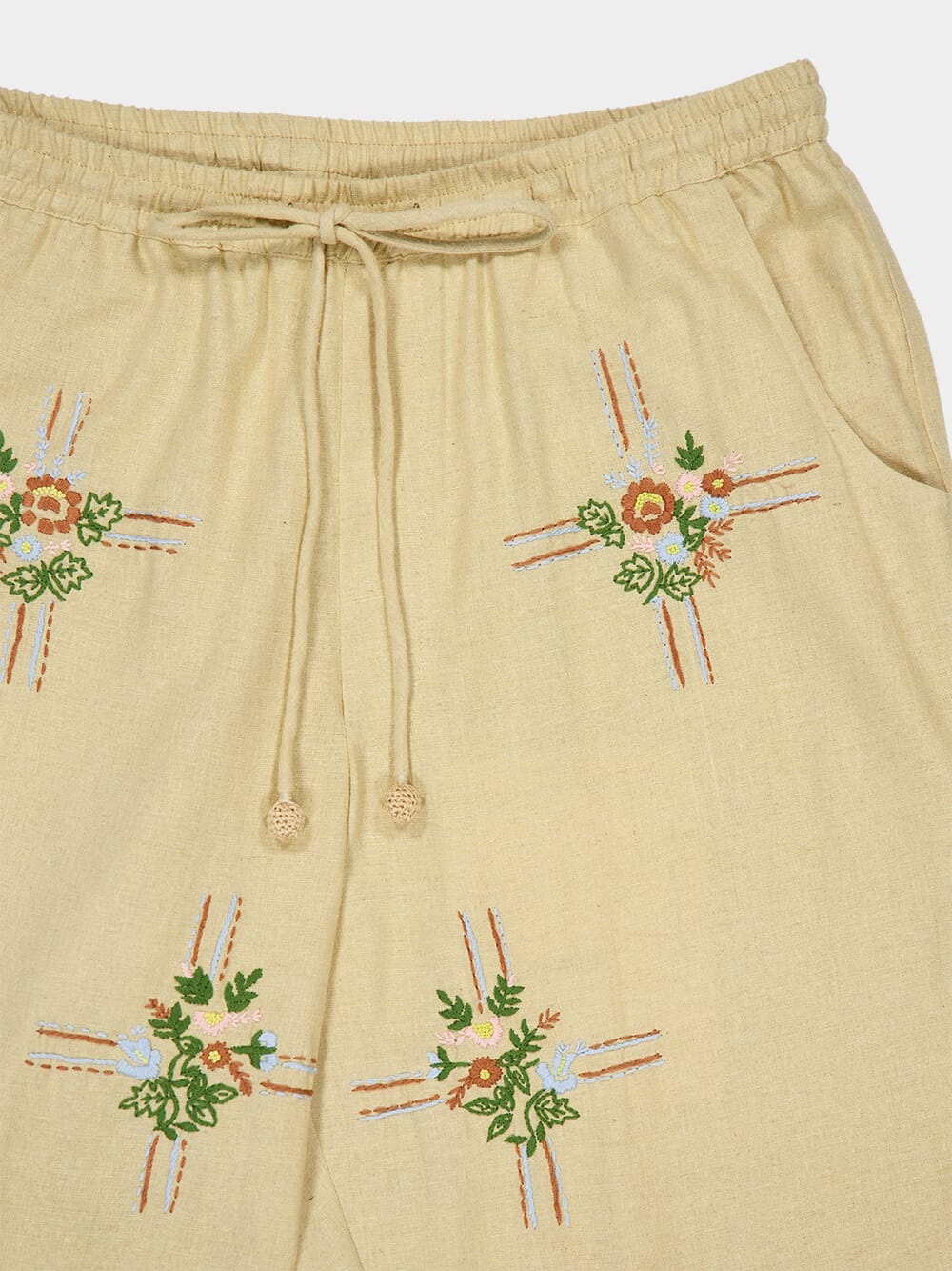 Cream Embroidered Cabin Trousers - Image 3