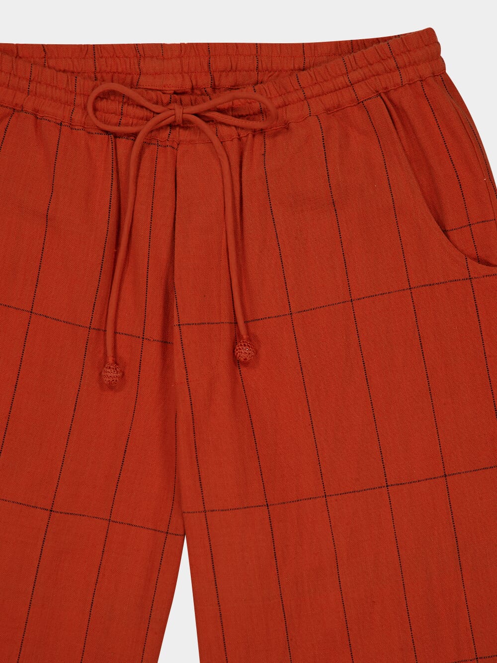 Dark Orange Anthem Hand-Woven Cotton Pants - Image 3