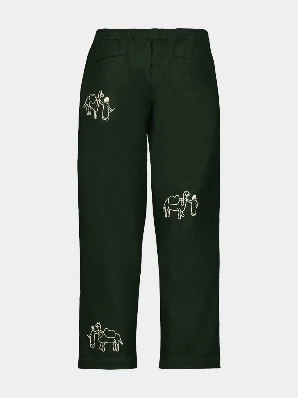 Deep Green Ride Embroidered Cotton Pants - Image 2