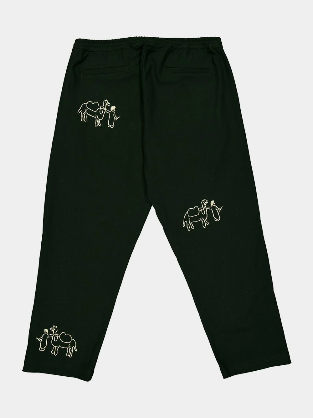 Deep Green Ride Embroidered Cotton Pants - Image 4