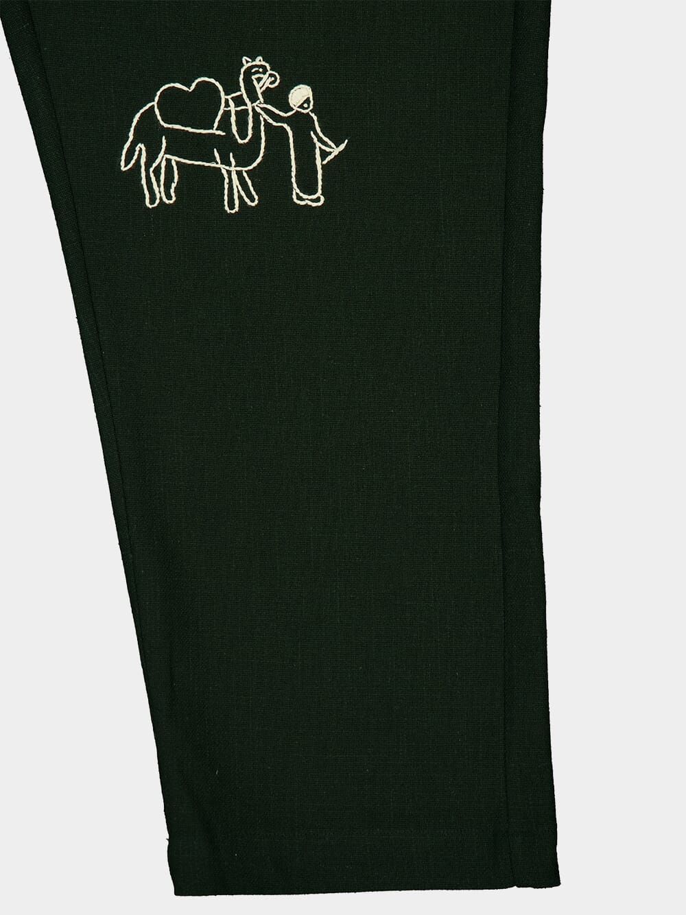 Deep Green Ride Embroidered Cotton Pants - Image 5