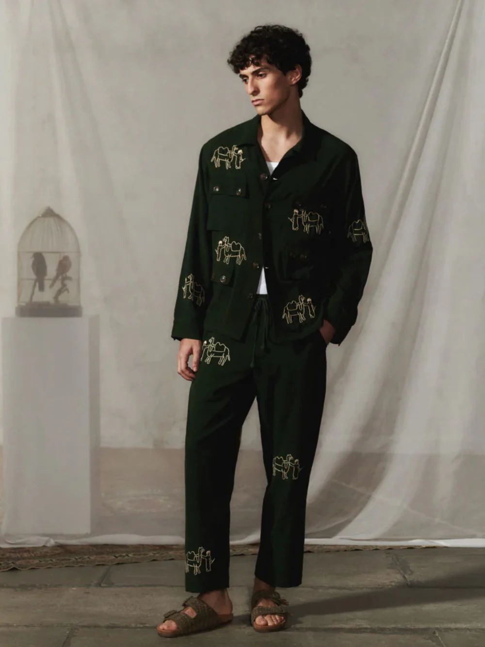 Deep Green Ride Embroidered Cotton Shirt - Image 2