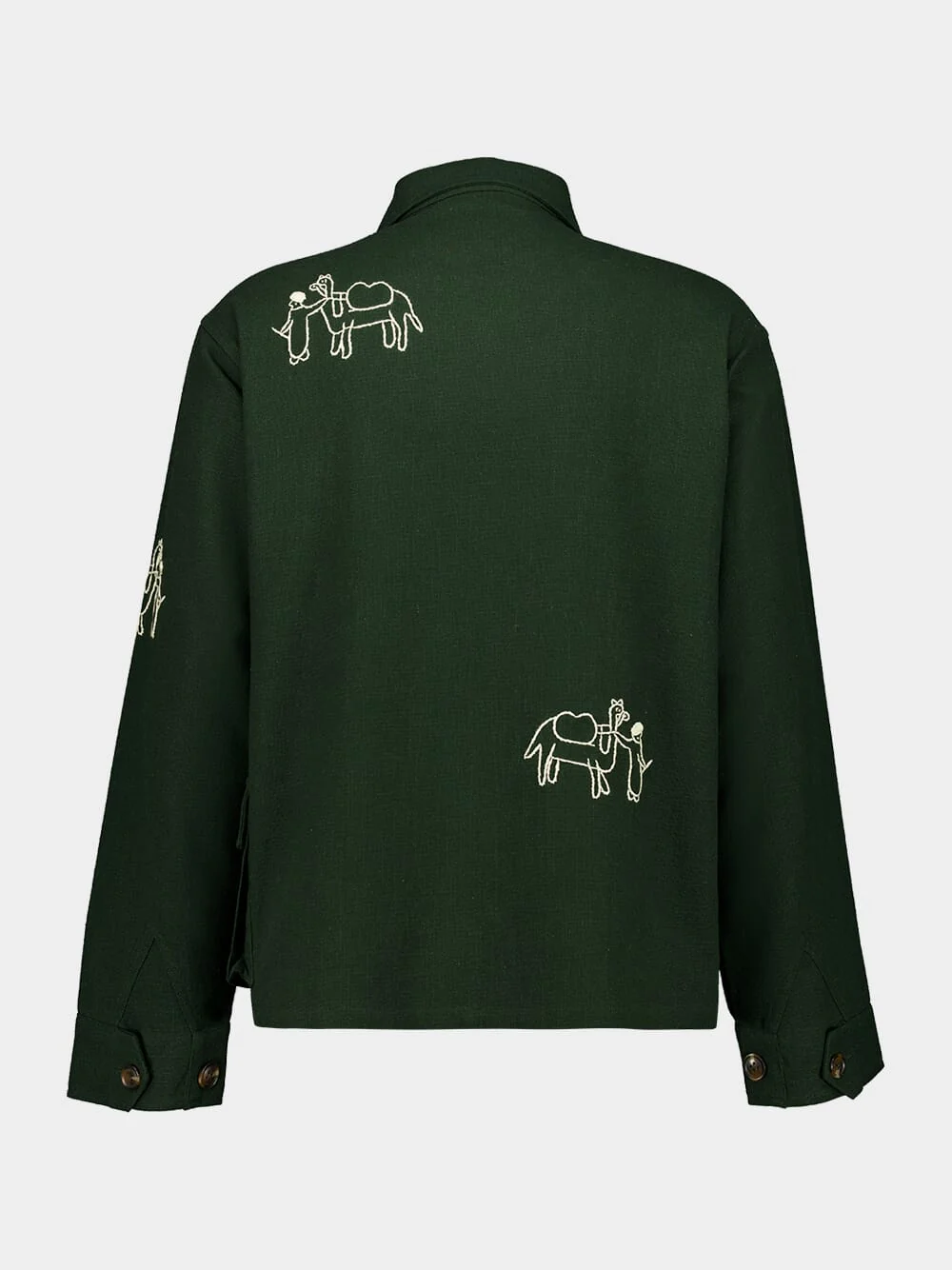 Deep Green Ride Embroidered Cotton Shirt - Image 3