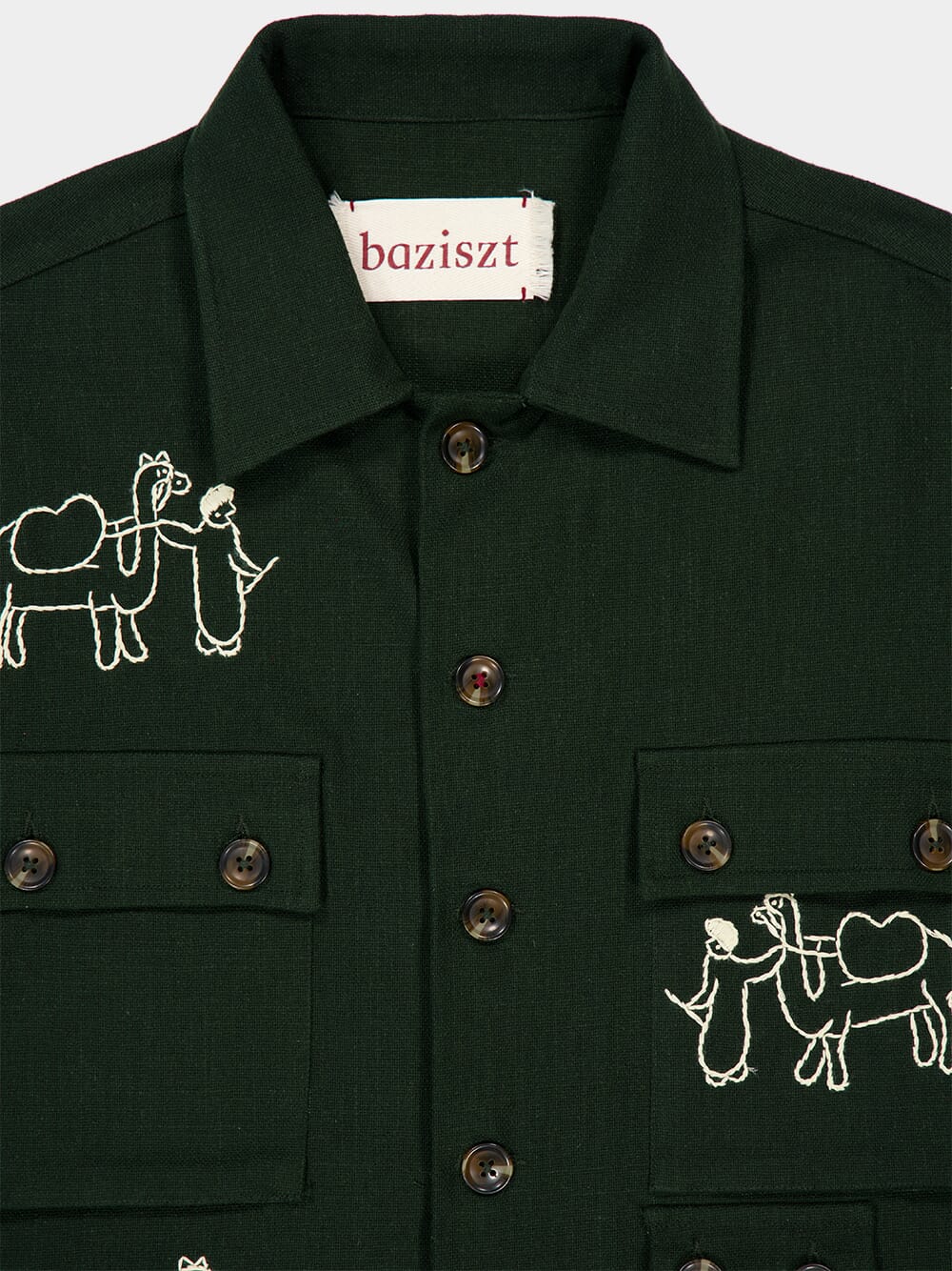 Deep Green Ride Embroidered Cotton Shirt - Image 4