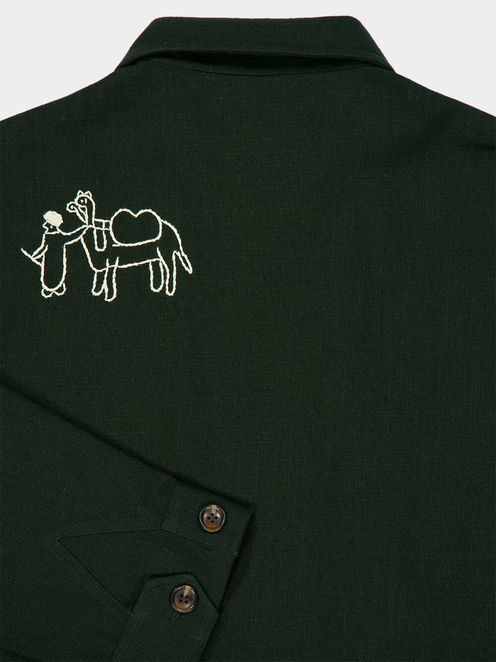 Deep Green Ride Embroidered Cotton Shirt - Image 6