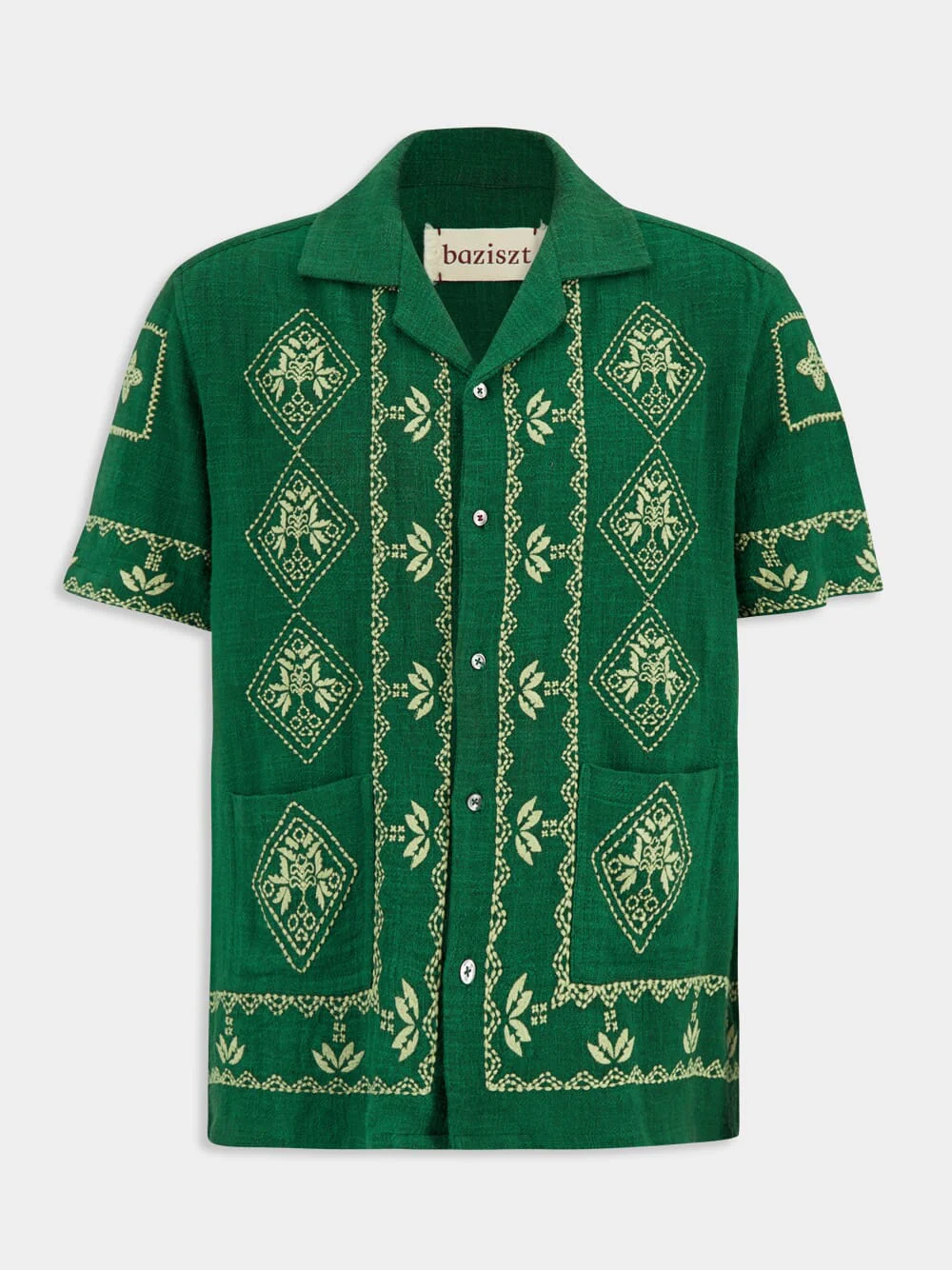 Emerald Green Mexican Embroidered Shirt