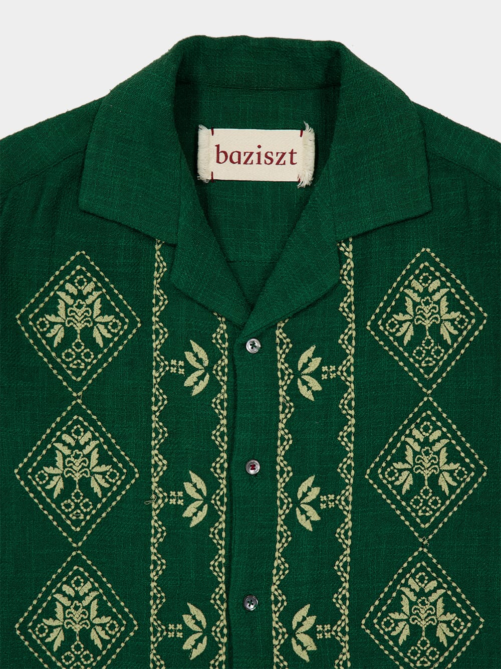 Emerald Green Mexican Embroidered Shirt - Image 3