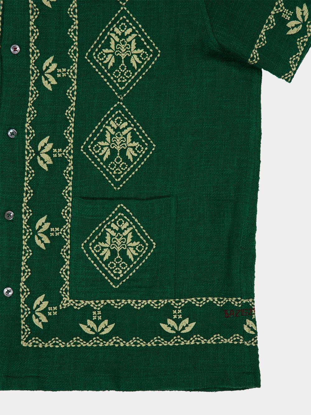 Emerald Green Mexican Embroidered Shirt - Image 4