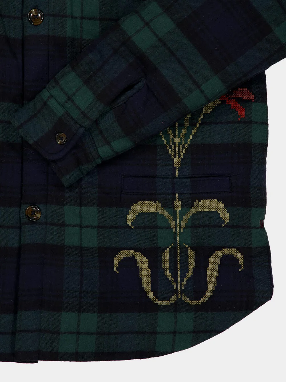 Green Blue Masin Cotton Jacket - Image 4