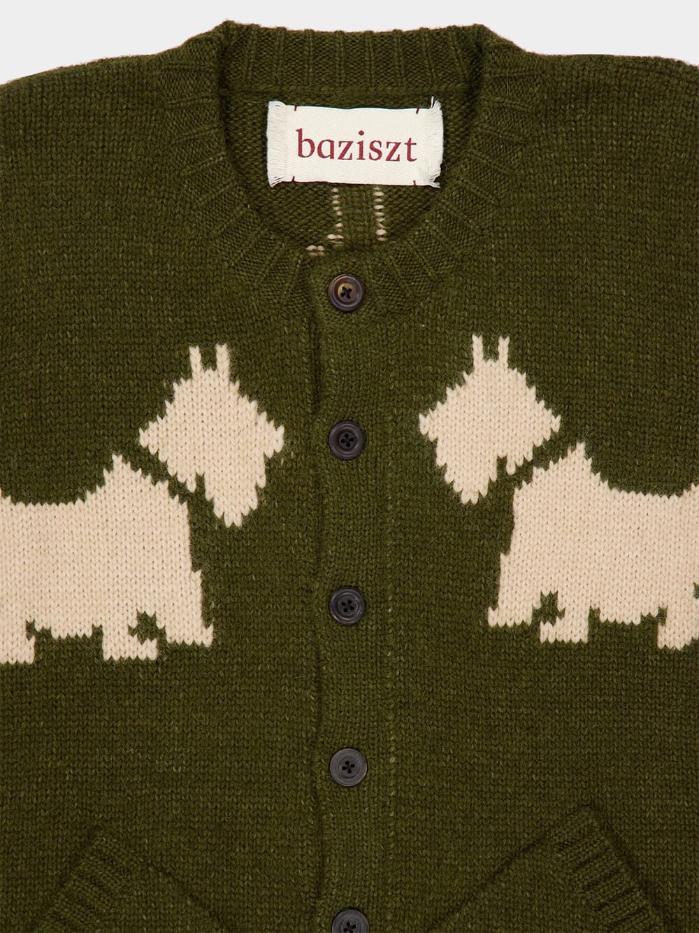 Khaki Green Bobby Wool Cardigan - Image 5