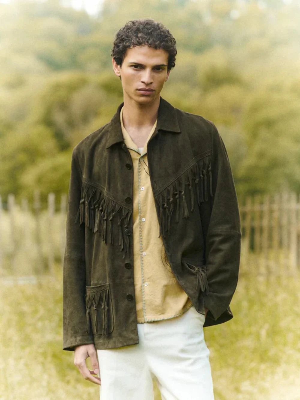 Khaki Green Fringe Jacket - Image 2