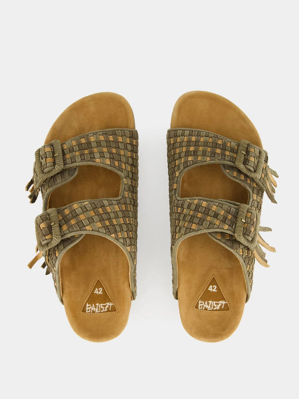 Khaki Green Tress Suede Sandals - Image 5