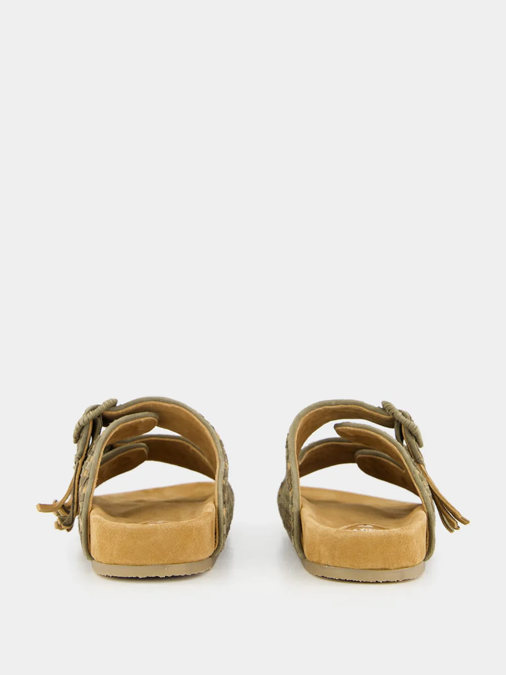 Khaki Green Tress Suede Sandals - Image 6