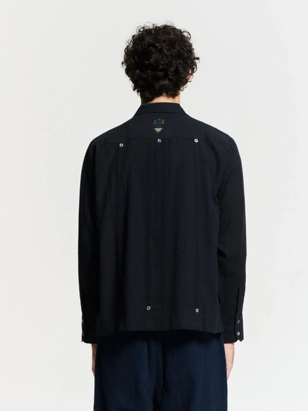 Navy Blue Byrsa Embroidered Shirt - Image 4