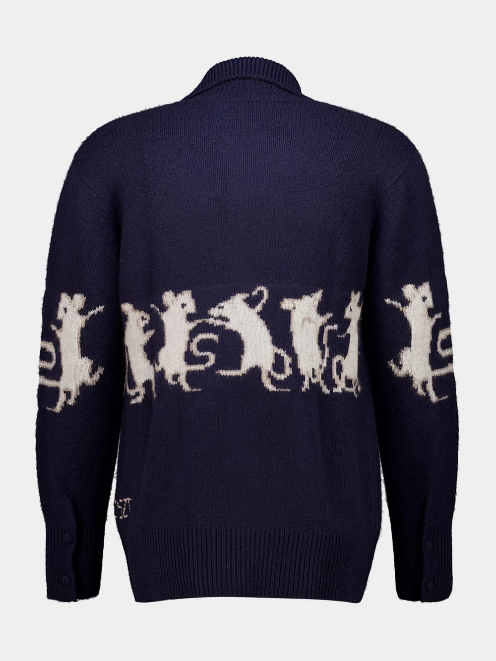 Navy Blue Cashmere Mice Cardigan - Image 3
