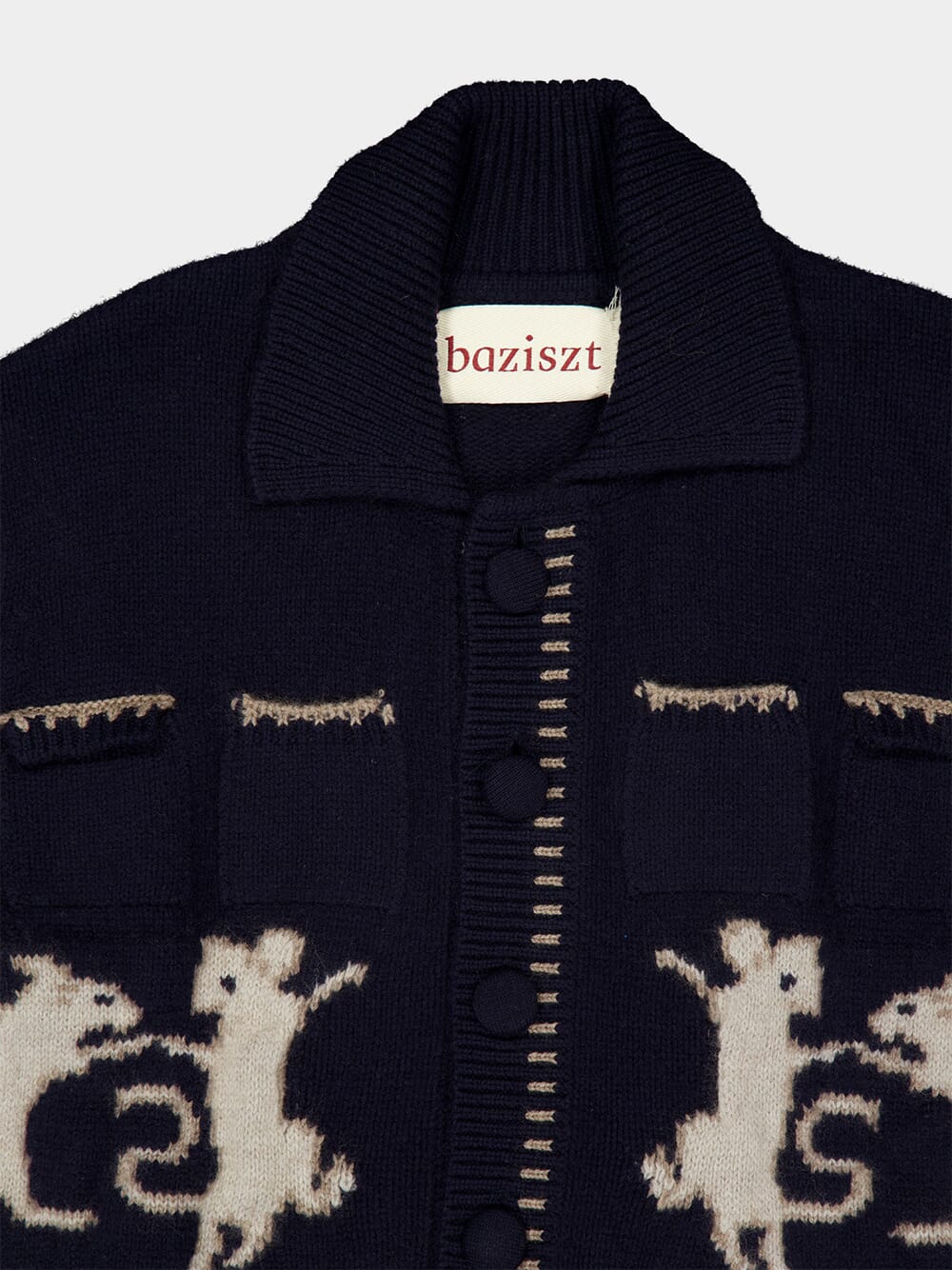 Navy Blue Cashmere Mice Cardigan - Image 4