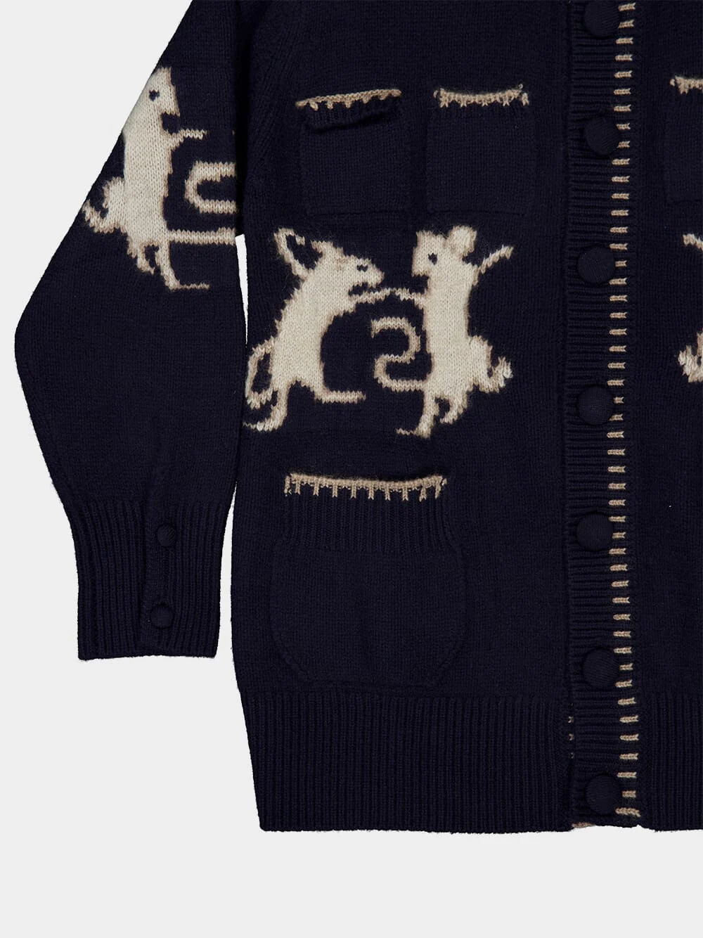 Navy Blue Cashmere Mice Cardigan - Image 5
