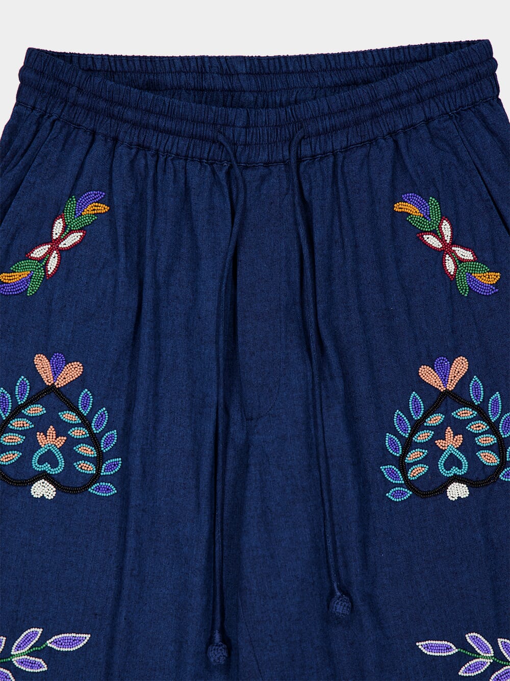 Navy Blue Neon Embroidered Jogger Pants - Image 3