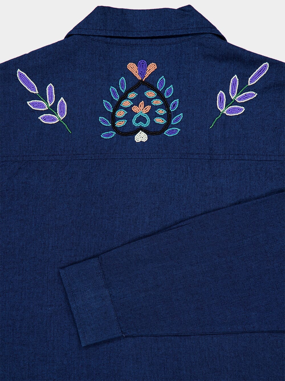 Navy Blue Neon Hand-Embroidered Shirt - Image 4