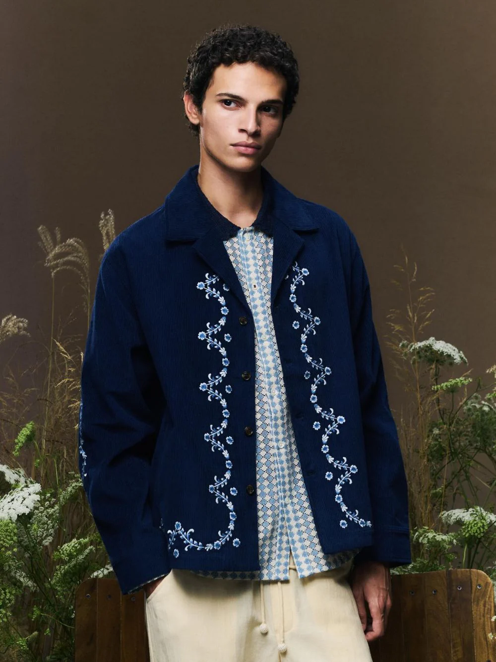 Navy Blue Ponic Corduroy Jacket