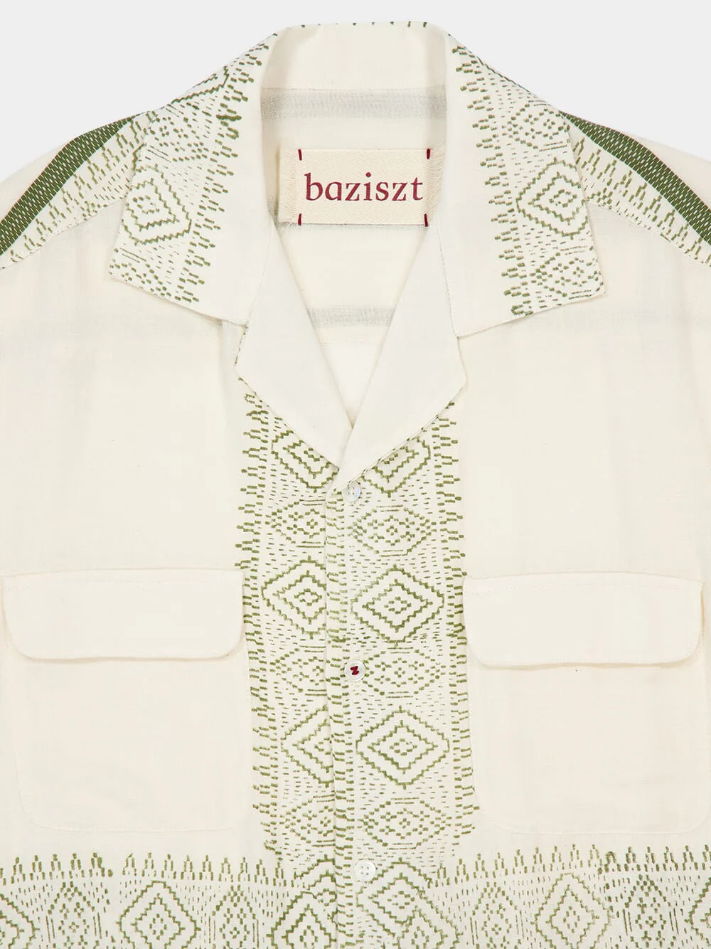 Off-White and Khaki Embroidered Talilo Shirt - Image 3