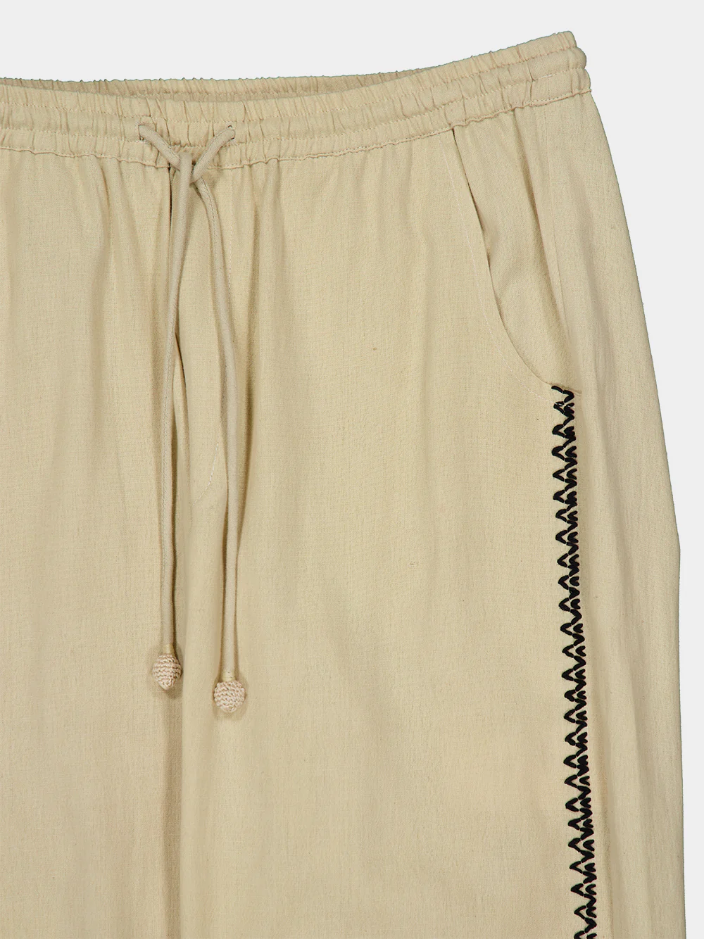 Beige Sferic Embroidered Relaxed Pants - Image 3