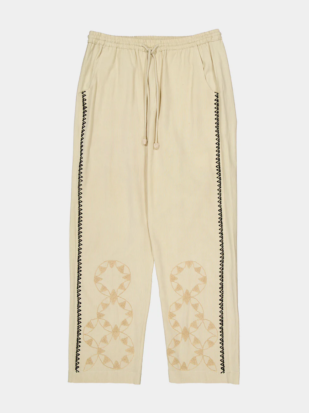 Beige Sferic Embroidered Relaxed Pants - Image 5