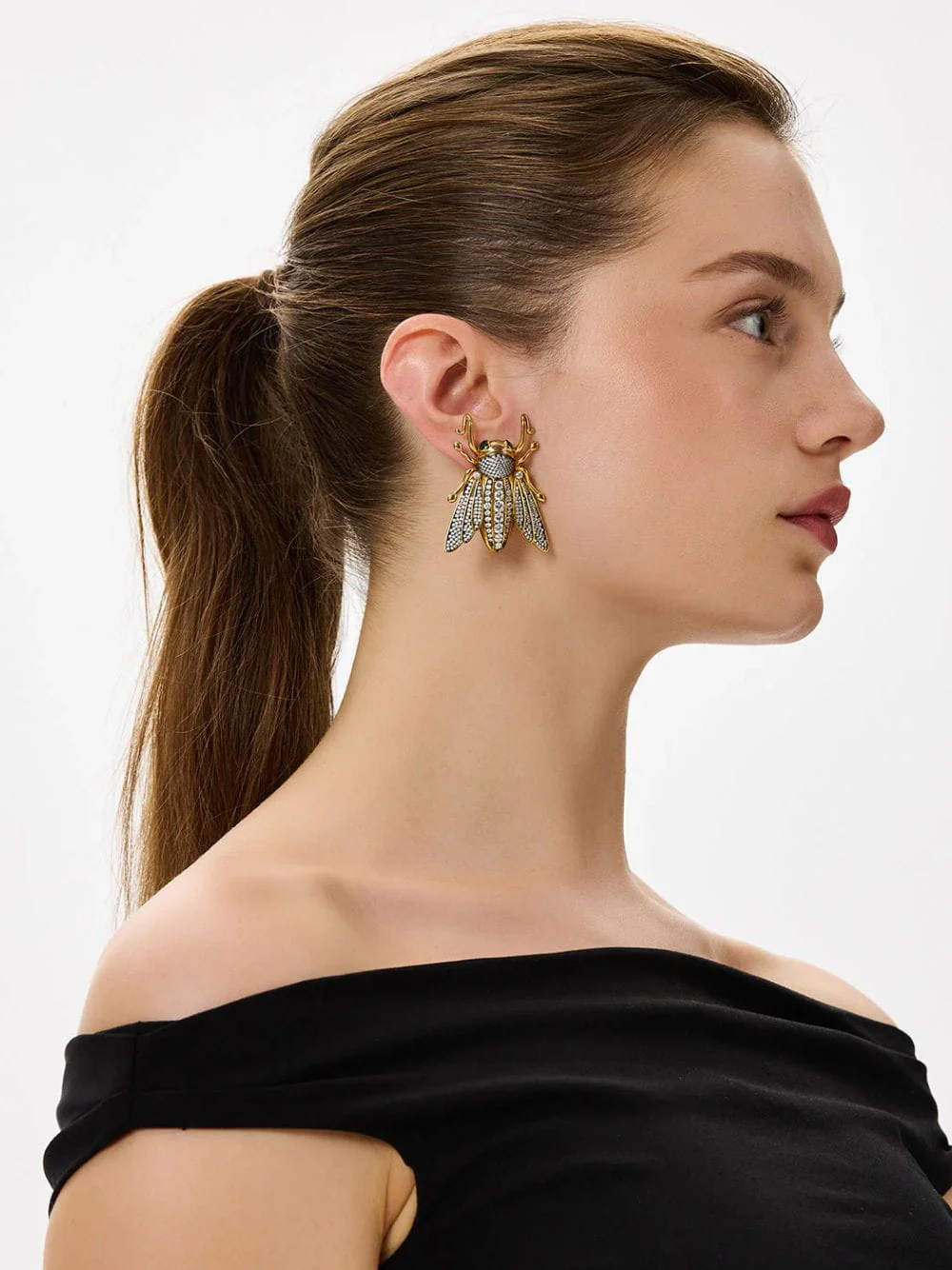 Crystal Queen Bee Gold-Plated Earrings