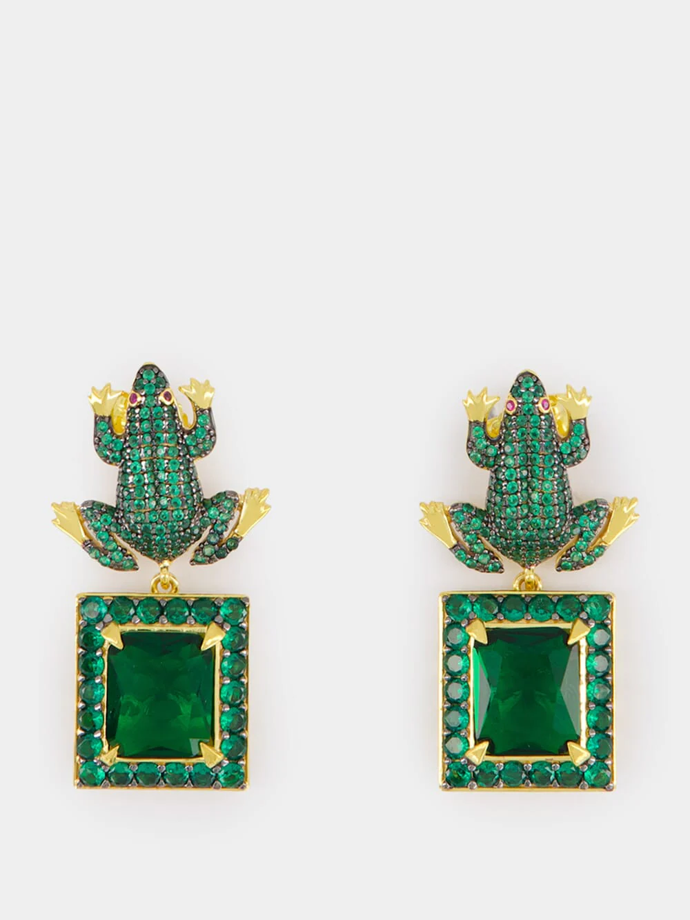 Frog Wales Earrings with Green Zirconia