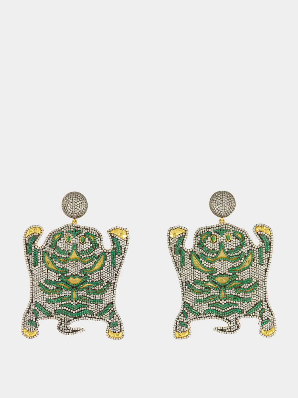 Gold-Plated Bengal Earrings in Green