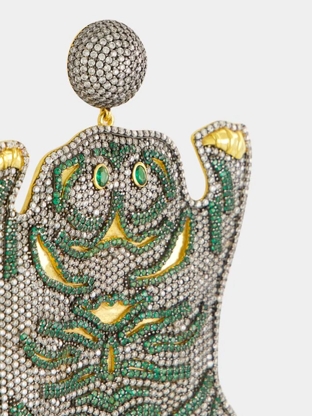 Gold-Plated Bengal Earrings in Green - Image 3