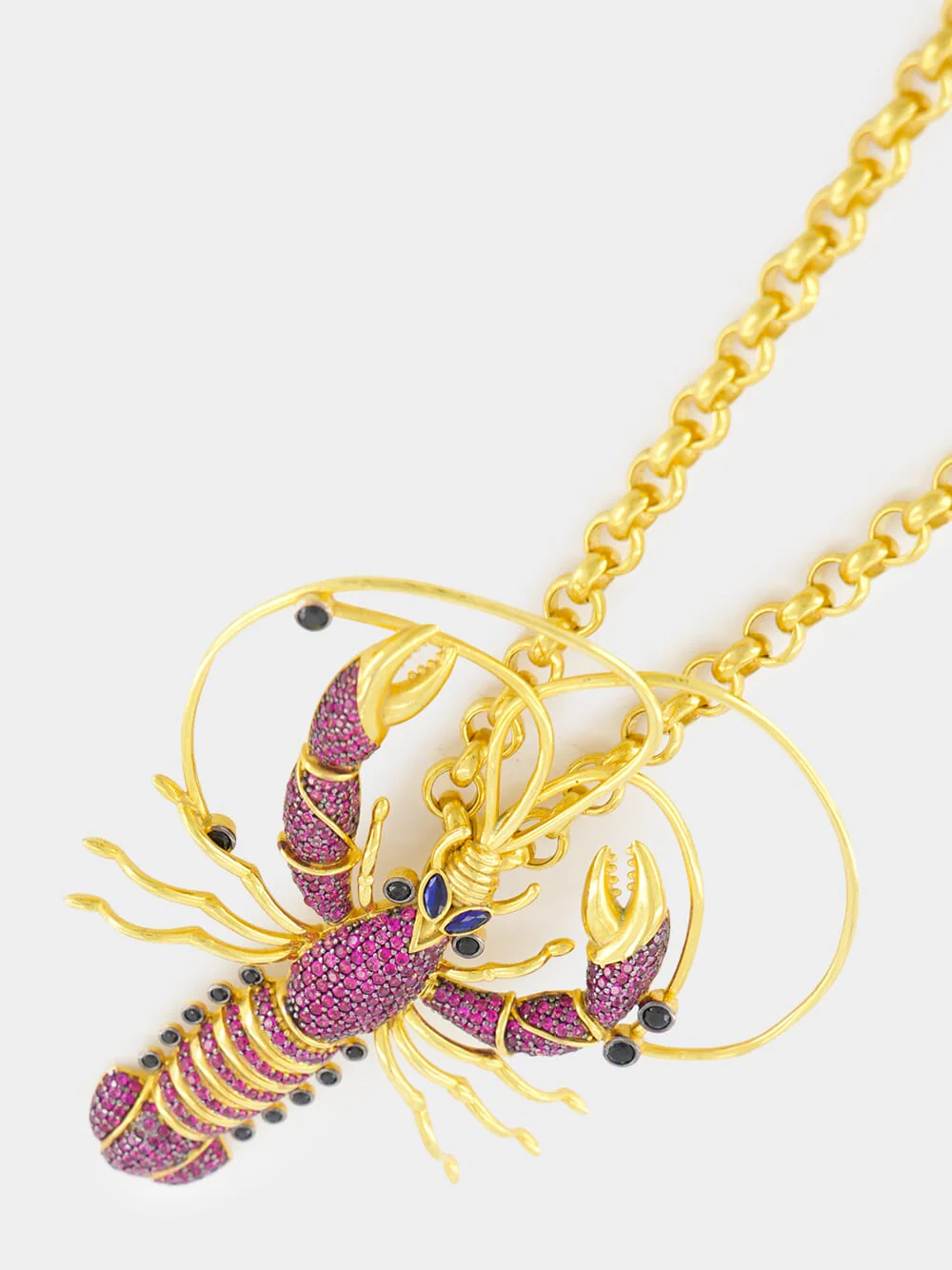 Gold-Plated Burgundy Lobster Necklace - Image 2